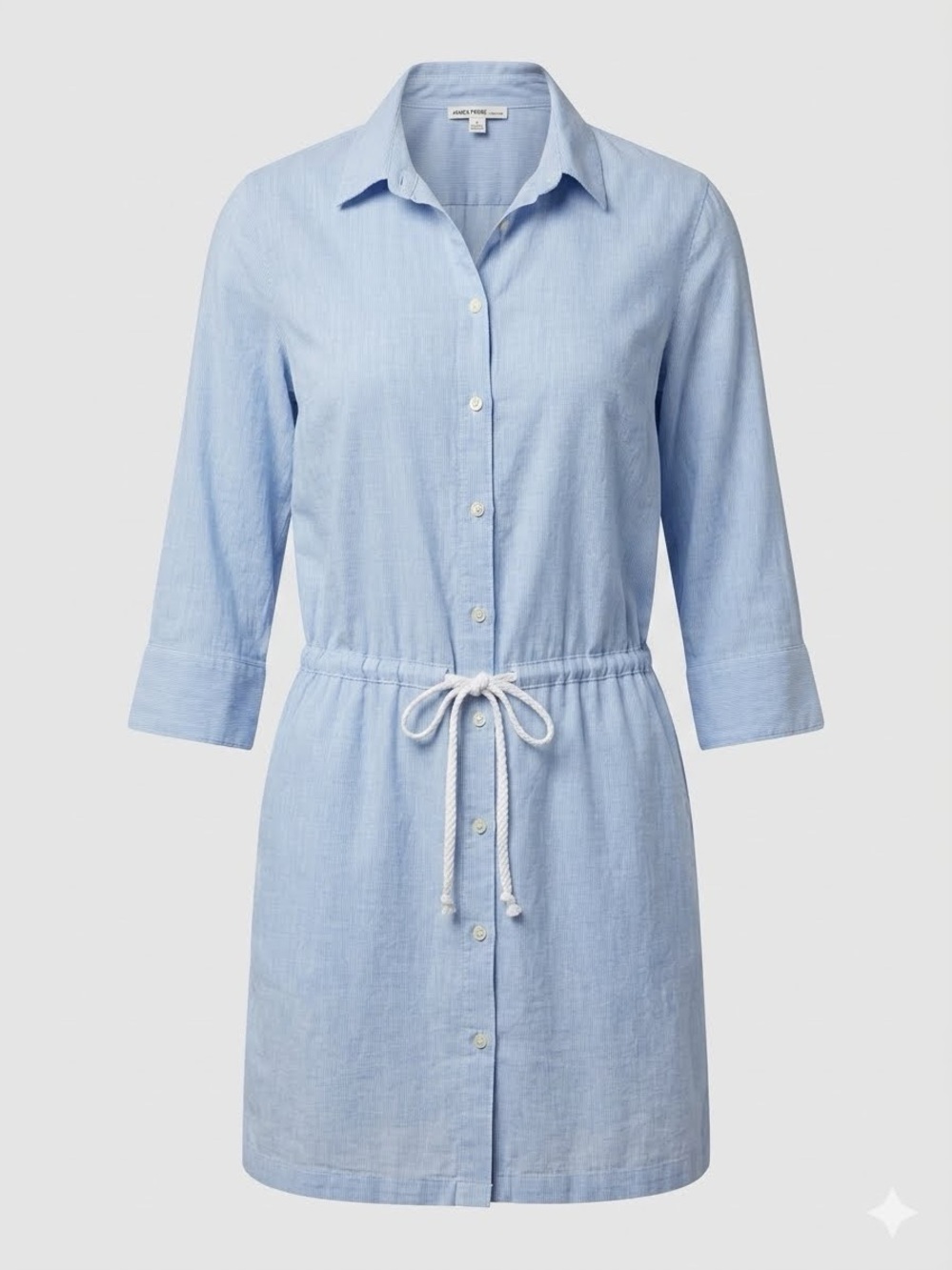 James Perse Cotton Flax Blend Drawstring Shirt Dress Blue Size 3 / L EUC